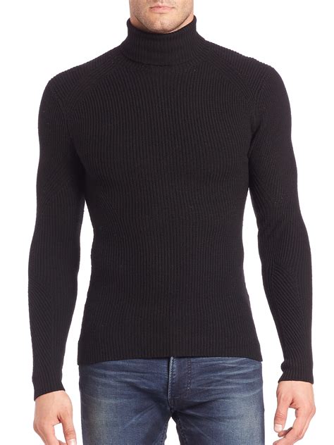 Lyst Ralph Lauren Black Label Ribbed Merino Wool Turtleneck Sweater