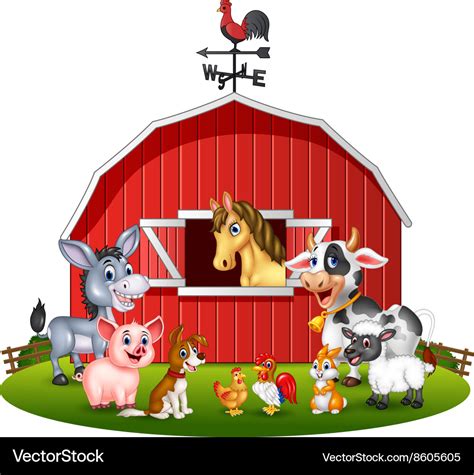 Cartoon Of Farm Background With Animals Royalty Free Vector