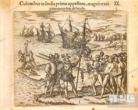 Christopher Columbus Landing On The Island Of Guanahani San Salvador