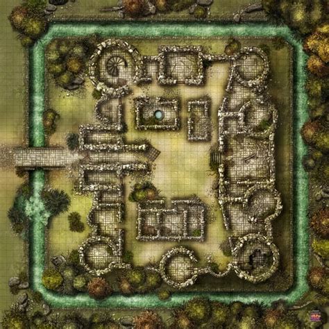 Battlemap Ruined Castle 50x50 Free Dndmaps In 2020 Fantasy