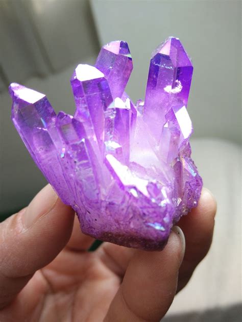 Rare Light Purple Flame Aura Quartz Crystal Point Cluster Healing In