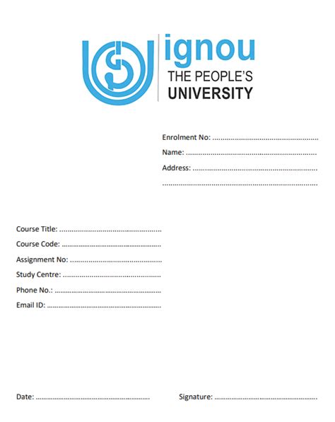 Ignou Assignment Front Page 2022 Template Download Getmyuni