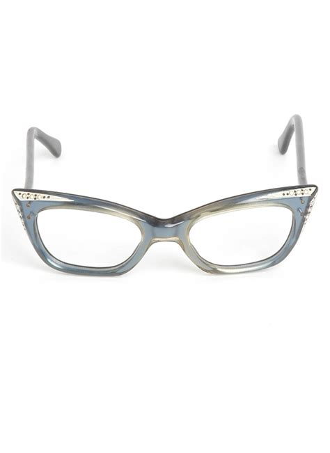 1950s French Blue Cat Eye Glasses Frame Hemlock Vintage Clothing