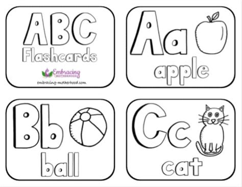 Abc Black And White Coloring Flashcards Digital Download Etsy