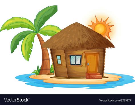 A Small Nipa Hut In The Island Royalty Free Vector Image