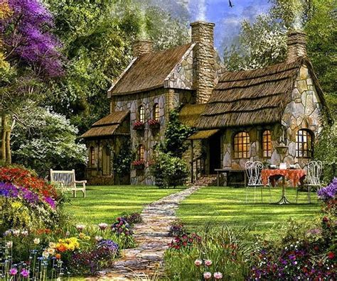 Pin By Shorena Ratiani On Cozy Cottage Art Cottage Garden Painting