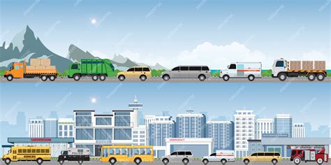 Premium Vector Modern Highways Road With Many Different Vehicles