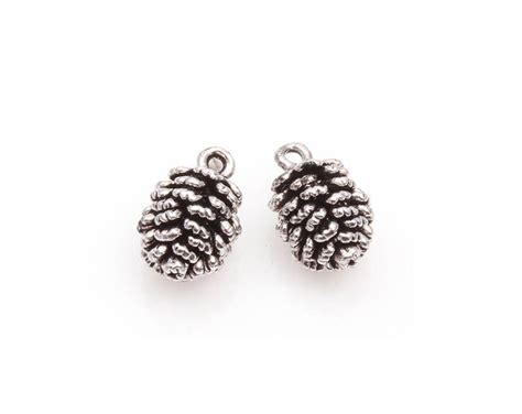 Pinecone Charm In Antique Silver Matte Antique Silver Plated Tarnish