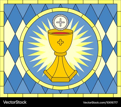Eucharist Christian Symbol Stained Glass Vector Image