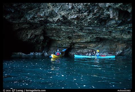 Picturephoto Two Kayakers In Sea Cave With Low Ceiling Santa Cruz