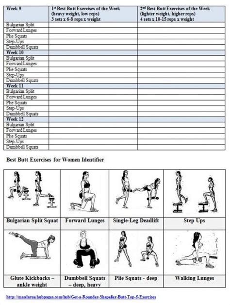 Best Butt Exercises For Women Free Printable 12 Week Butt Workout Routine And Log