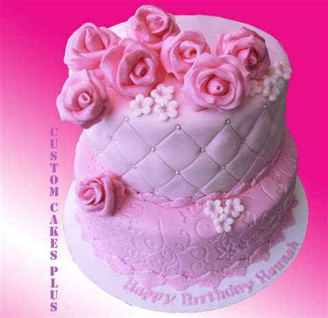 Pink Roses Themed Birthday Cake Custom Cakes Cake Themed Birthday