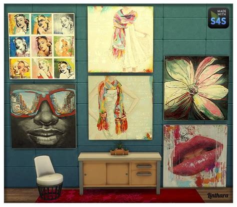Lintharas Sims 4 Paintings Touch Of Colours And Paintings Wood