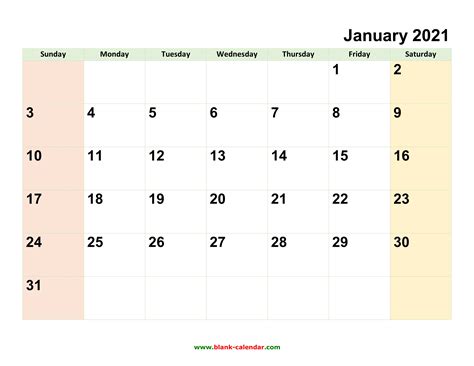 Editable 2021 Calendar