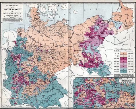 Религиозная карта Германии 1890 г — Картографический архив старые