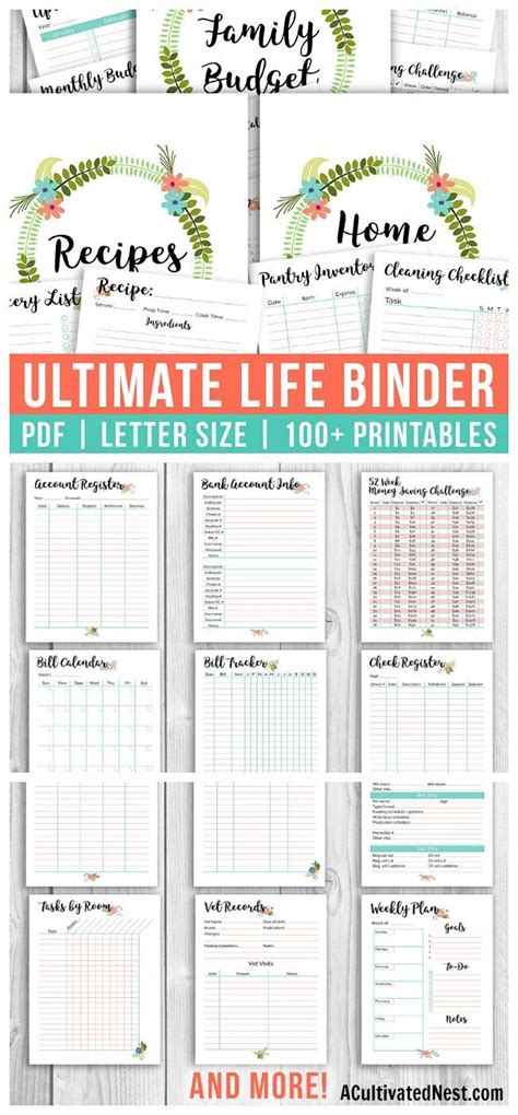 Printable Ultimate Life Binder Floral Life Binder Budgeting