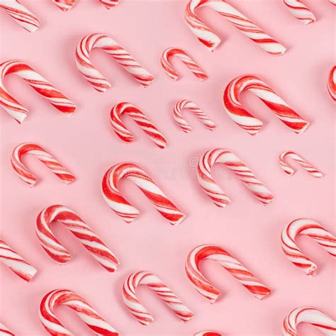 Christmas Candy Canes On Pink Background Stock Photo Image Of