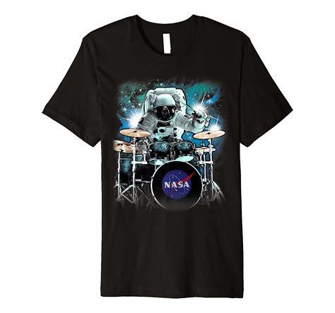 Nasa Space Drum Playing Astronaut Premium Graphic T Shirt