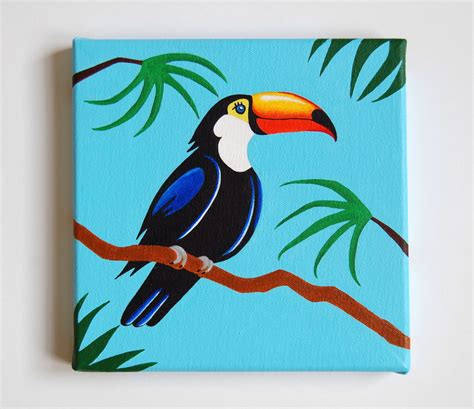 Original Toucan Painting Tropical Bird Art Nursery Bird Decor