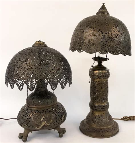 Sold At Auction Two Moroccan Style Pierced Brass Table Lamps