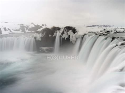 Godafoss Waterfall During Winter Europe Northern Europe Iceland