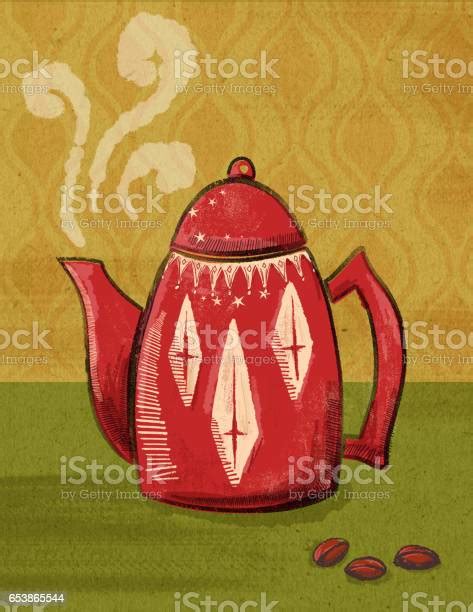 Textured Illustration Of A Retro Coffee Pot Stock Illustration