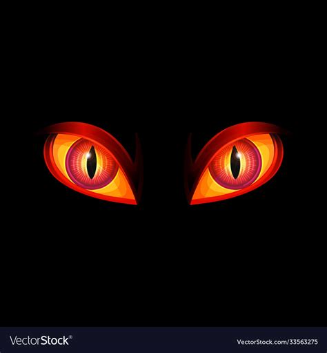 Glowing Red Evil Monster Eyes On Black Background Vector Image