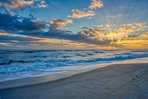 Beautiful Sunrise On The Beach Over The Atlantic Ocean On Merritt