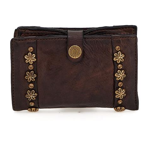 Womens Wallet Loira In Brown Leather With Studs And Strass Brown
