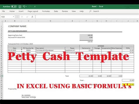 How To Make Petty Cash Template In Excel Using Basic Formulas Tips
