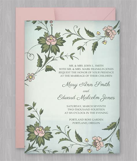 Watercolor Flowers Invitation Template Download And Print