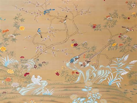 Hand Painted Chinoiserie Wallpaper Custom Wallpaper Etsy