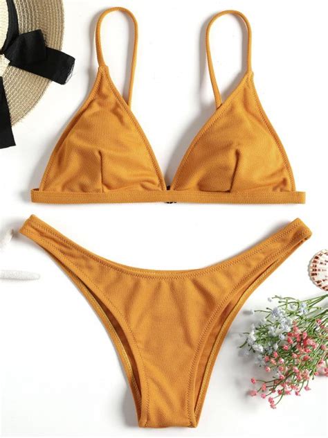32 Off 2020 Textured Padded Bikini Sets In Ginger Zaful