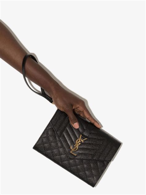 Saint Laurent Monogram Envelope Clutch Bag Black Farfetch