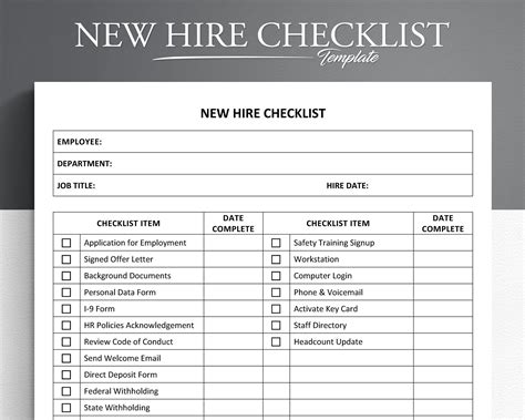 New hire checklist. employee onboarding checklist. hr new