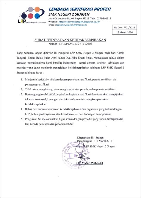 Contoh Surat Pernyataan Kesepakatan Antar Caleg Surat Permohonan
