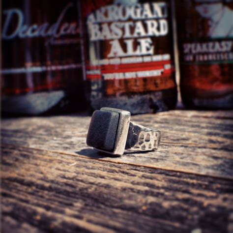 Upcycled Beer Bottle Ring With Recycled Pewter Band Eco Friendly