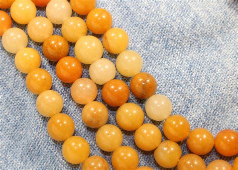 8mm Golden Yellow Jade Polished Natural Gemstone Jewelry Etsy