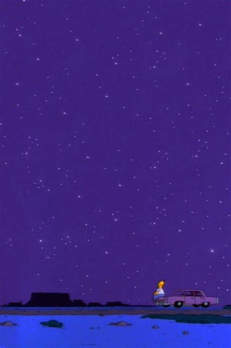 Homero Simpson contemplando el nocturno firmamento ...