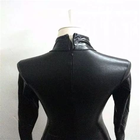 women sexy latex pvc erotic leotard costumes wet look jumpsuit black catsuit stage play clothes