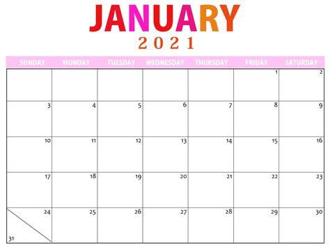 Top Free January 2021 Calendar Pdf Word Excel Template