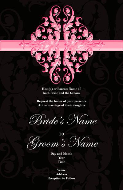 Elegant And Beautiful Wedding Invitations For Free Pink And Black