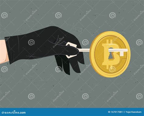 Hand With Black Glove Using Key To Open Bitcoin Hacker Hacking Bitcoin