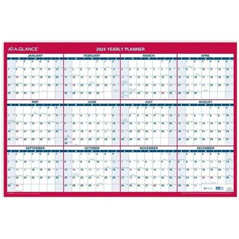 At A Glance Reversible Paper Yearly Wall Planner Julian Dates