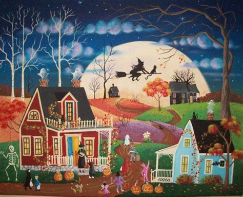 By The Light Of The Moon Folk Art Printchoose A Size Photo Halloween