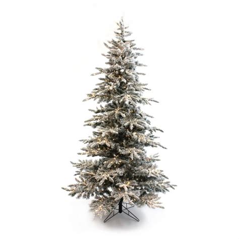 65′ Prelit Slim Snow Flocked Christmas Tree With Warm White