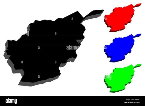 3d Map Of Afghanistan Islamic Republic Of Afghanistan Black Red