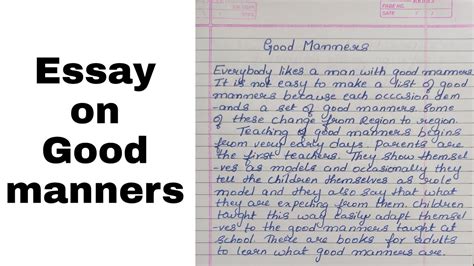 Write A Short Essay On Good Manners How To Write Essay On Good Manners