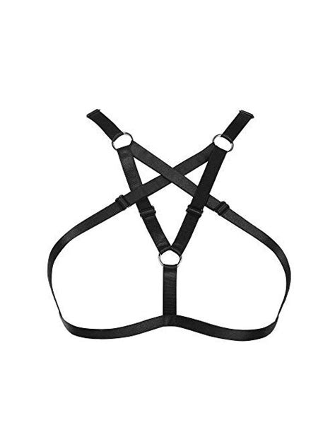 buy jelinda women s harness bra punk goth girls hollow out elastic strappy cage bra online