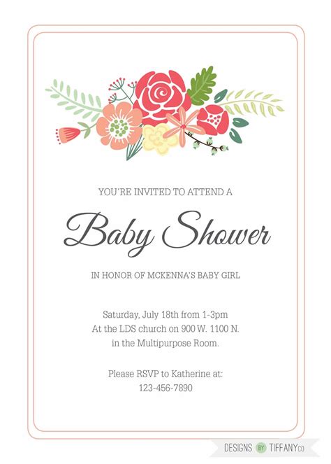 The baby's gender is unknown, if that makes a difference. Client Work: Baby Shower Invitation - Designs by TiffanyCo